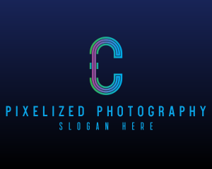 Modern Tech Lines Letter C logo design