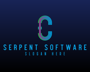 Modern Tech Lines Letter C logo design