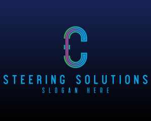 Modern Tech Lines Letter C logo design