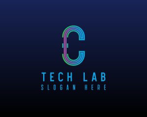 Modern Tech Lines Letter C logo design