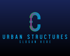 Modern Tech Lines Letter C logo design