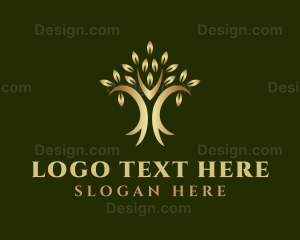 Golden Natural Tree Logo