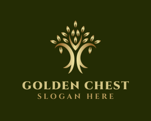 Golden Natural Tree logo design