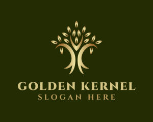 Golden Natural Tree logo design