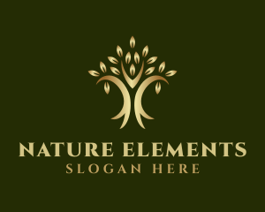 Golden Natural Tree logo design