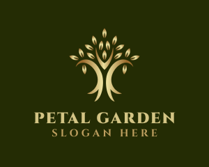 Golden Natural Tree logo design