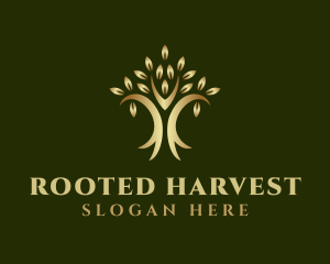 Golden Natural Tree logo design