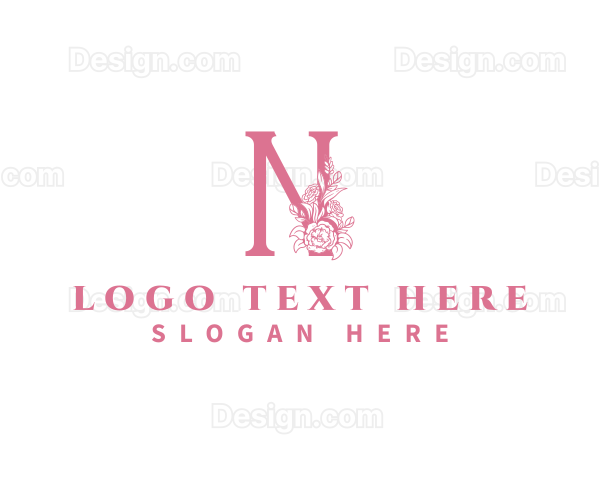 Florist Floral Flower Letter N Logo