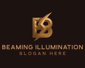 Gold Lightning Letter B logo design