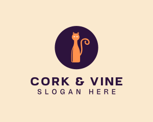 Wine Bottle Cat logo design