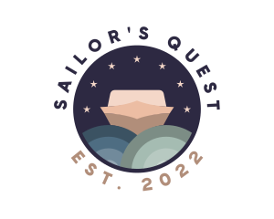 Boat Yacht Night Sailing logo design