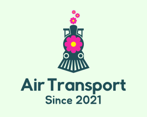 Flower Train Locomotive logo design