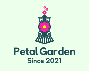 Flower Train Locomotive logo design