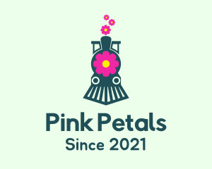 Flower Train Locomotive logo design