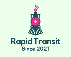 Flower Train Locomotive logo design