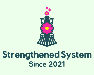 Flower Train Locomotive logo design