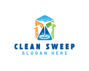 Cleaning Tools Housekeeping Chores logo design