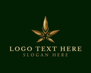 Gold Marijuana Weed logo design