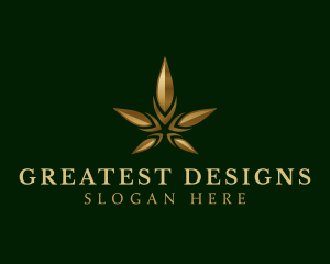 Gold Marijuana Weed logo design