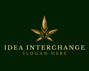 Gold Marijuana Weed logo design