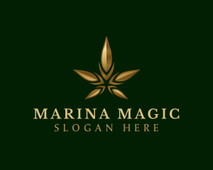 Gold Marijuana Weed logo design