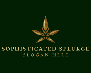 Gold Marijuana Weed logo design