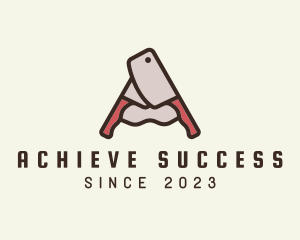 Butcher Cleaver Knife Letter A logo design