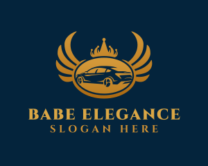 Gold Elegant Car Wings logo design