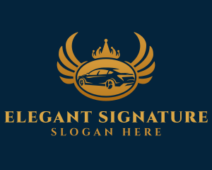 Gold Elegant Car Wings logo design