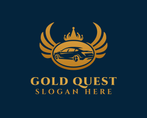 Gold Elegant Car Wings logo design