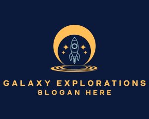 Moon Space Rocket Launch logo design