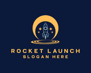 Moon Space Rocket Launch logo design