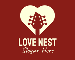 Guitar Romantic Heart logo design