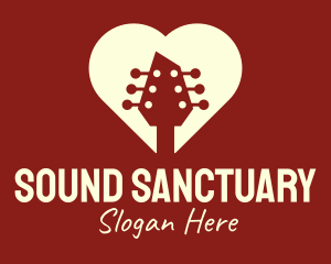 Guitar Romantic Heart logo design