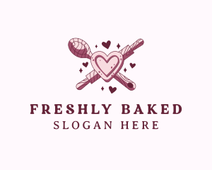 Spoon Roller Pin Baking logo design