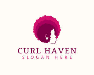 Woman Afro Hairstyle logo design