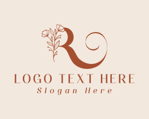 Elegant Floral Letter R logo