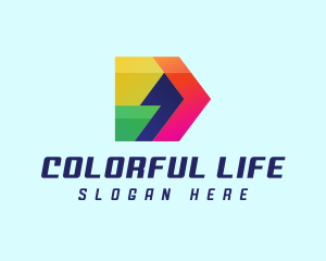 Colorful Comma Arrow logo design