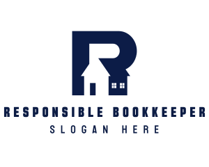 Blue House Letter R logo design