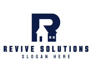 Blue House Letter R logo design