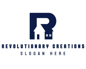 Blue House Letter R logo design