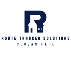 Blue House Letter R logo design