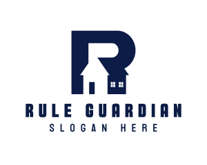 Blue House Letter R logo design