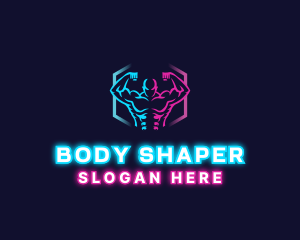 Neon Fitness Muscle logo design