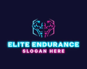 Neon Fitness Muscle logo design