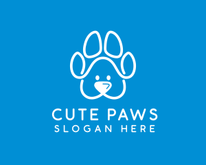 Cute Puppy Pawprint logo design