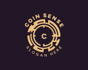 Blockchain Technology Coin logo design