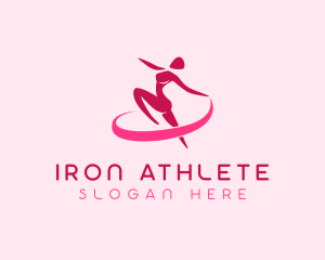 Female Gymnast Ribbon logo design