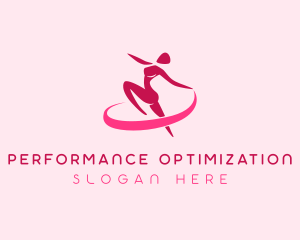 Female Gymnast Ribbon logo design