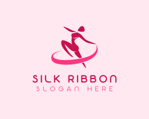 Female Gymnast Ribbon logo design